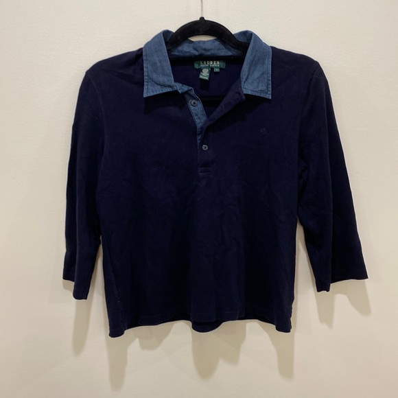 Lauren Ralph Lauren Tops - Lauren Ralph Lauren shirt with 3/4 sleeves dark blue size Large
